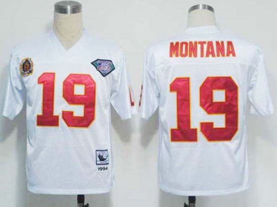 Kansas City Chiefs #19 Joe Montana 1994 Throwback White Jersey