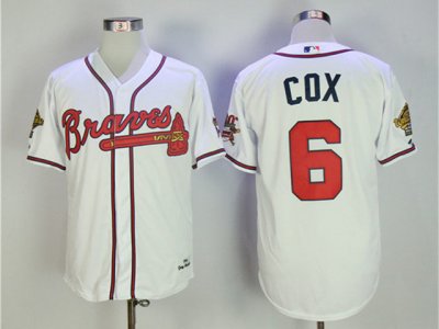 Atlanta Braves #6 Bobby Cox 1995 White Throwback Jersey