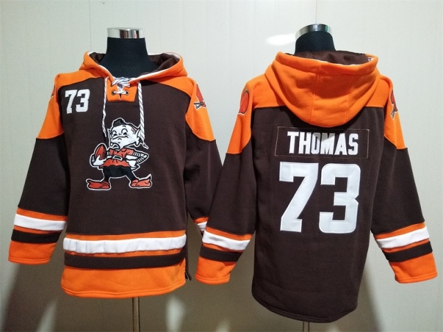 Cleveland Browns #73 Joe Thomas Brown Pullover Hoodie Jersey - Click Image to Close