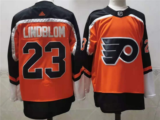 Philadelphia Flyers #23 Oskar Lindblom Orange 2021 Reverse Retro Jersey - Click Image to Close