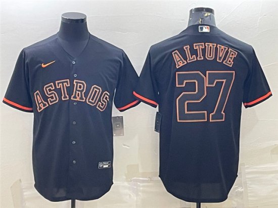 Houston Astros #27 Jose Altuve Black Shadow Cool Base Jersey