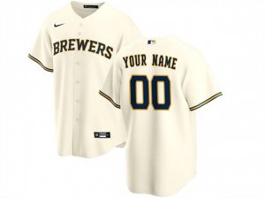 Milwaukee Brewers Custom #00 Cream Cool Base Jersey