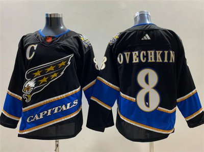 Washington Capitals #8 Alexander Ovechkin Black 2022/23 Reverse Retro Jersey