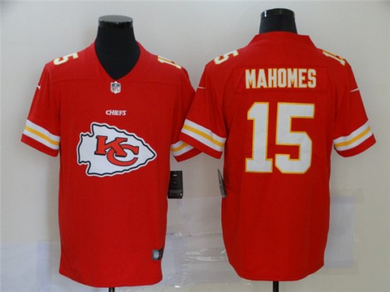 Kansas City Chiefs #15 Patrick Mahomes Red Team Big Logo Vapor Limited Jersey