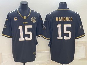 Kansas City Chiefs #15 Patrick Mahomes Black Gold Vapor Limited Jersey