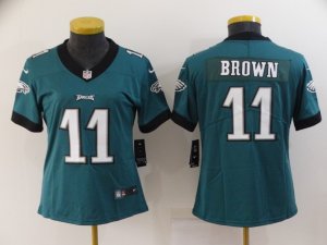 Women's Philadelphia Eagles #11 A.J. Brown Green Vapor Limited Jersey