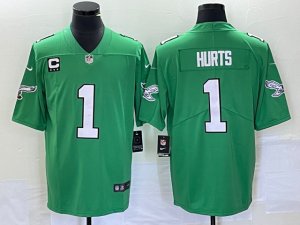 Philadelphia Eagles #6 DeVonta Smith Kelly Green C Patch Vapor Limited Jersey