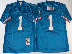 Houston oilers #1 Warren Moon Throwback Light Blue Jersey