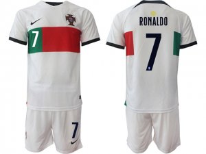 National Portugal #7 Ronaldo Away White 2022/23 Soccer Jersey