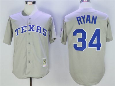 Texas Rangers #34 Nolan Ryan 1993 Throwback Grey Jersey