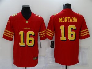 San Francisco 49ers #16 Joe Montana Red Gold Vapor Limited Jersey