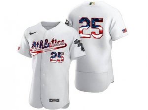 Oakland Athletics #25 Mark Mcgwire White Usa Flag Flex Base Jersey