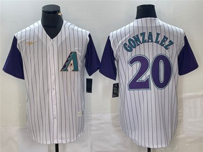 Arizona Diamondbacks #20 Luis Gonzalez White Cooperstown Cool Base Jersey