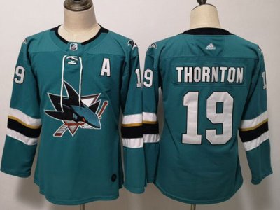 Women's Youth San Jose Sharks #19 Joe Thornton Teal Jersey