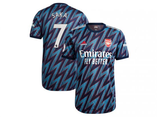 Club Arsenal #7 Saka Third Blue 2021/22 Soccer Jersey