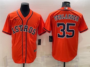 Houston Astros #35 Justin Verlander Orange Cool Base Jersey