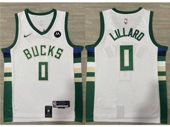 Milwaukee Bucks #0 Damian Lillard White Swingman Jersey