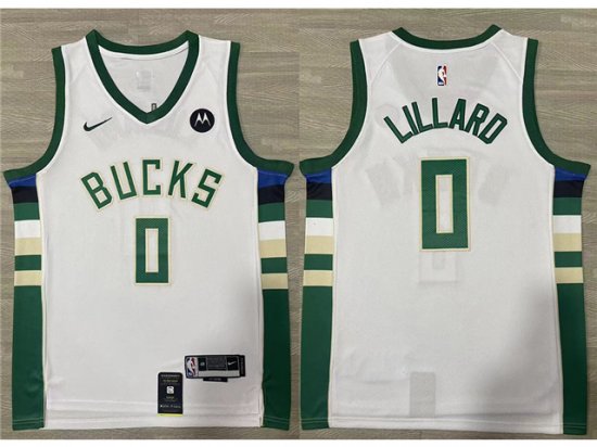 Milwaukee Bucks #0 Damian Lillard White Swingman Jersey