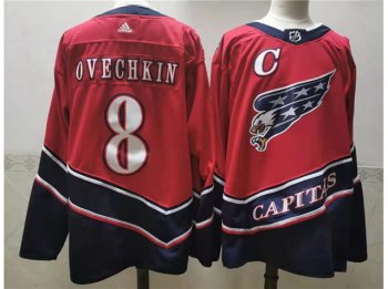 Washington Capitals #8 Alexander Ovechkin Red 2021 Reverse Retro Jersey