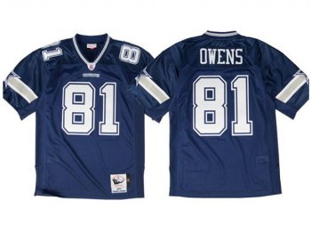 Dallas Cowboys #81 Tony Dorsett Terrell Owens Throwback Navy Blue Jersey