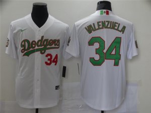 Los Angeles Dodgers #34 Fernando Valenzuela White Mexico Flag Themed World Series Jersey