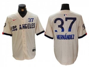 Los Angeles Dodgers #37 Teoscar Hernandez Cream 2024 City Connect Limited Jersey