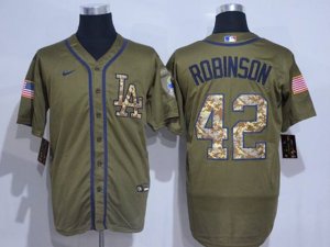 Los Angeles Dodgers #42 Ackie Robinson Army Green Cool Base Jersey