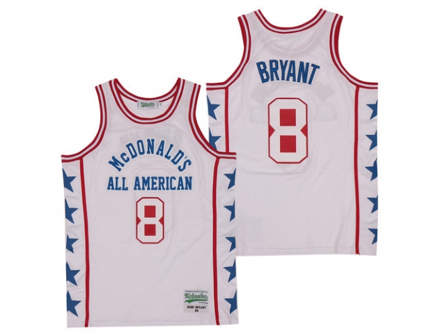 McDonald's All-American Game #8 Kobe Bryant White Basketball Jersey - Click Image to Close