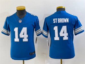 Youth Detroit Lions #14 Amon-Ra St. Brown 2024 Blue Vapor F.U.S.E. Limited Jersey