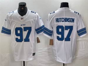 Detroit Lions #97 Aidan Hutchinson 2024 White Vapor F.U.S.E. Limited Jersey