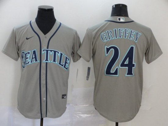 Seattle Mariners #24 Ken Griffey Jr. Gray Cool Base Jersey