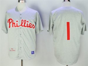 Philadelphia Phillies #1 Richie Ashburn 1950 Throwback Gray Jersey