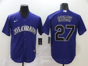 Colorado Rockies #27 Trevor Story Purple Cool Base Jersey