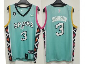 San Antonio Spurs #3 Keldon Johnson 2022-23 Turquoise City Edition Swingman Jersey