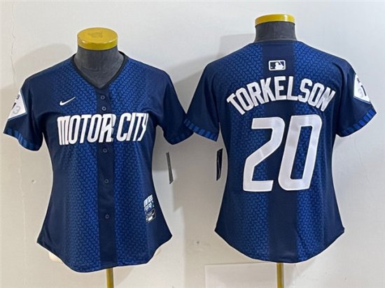 Womens Detroit Tigers #20 Spencer Torkelson Navy 2024 City Connect Limited Jersey