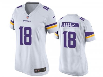 Womens Minnesota Vikings #18 Justin Jefferson White Vapor Limited Jersey