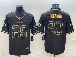 San Francisco 49ers #29 Talanoa Hufanga Black Gold Vapor Limited Jersey