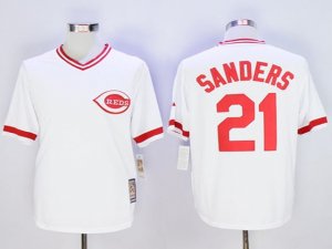 Cincinnati Reds #21 Reggie Sanders White Cooperstown Cool Base Jersey