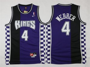 Sacramento Kings #4 Chris Webber Throwback Black/Purple Jersey