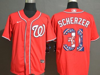 Washington Nationals #31 Max Scherzer 2020 Red Printing Cool Base Jersey