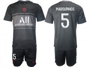 Club Paris Saint Germain #5 Marquinhos 3rd Black 2021/2022 Soccer Jersey