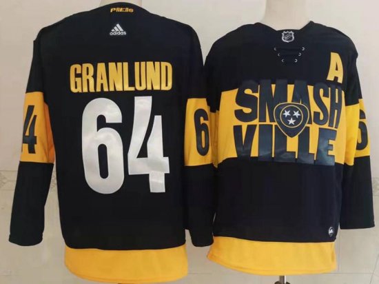 Nashville Predators #64 Mikael Granlund Black 2022 Stadium Series Jersey