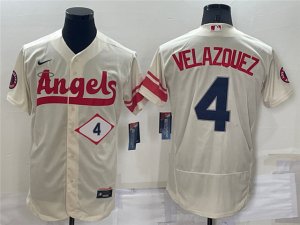 Los Angeles Angels #4 Andrew Velazquez Cream 2022 City Connect Flex Base Jersey