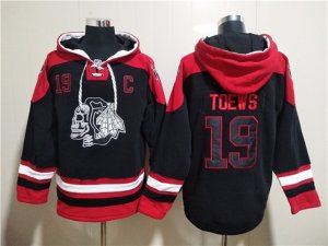 Chicago Blackhawks #19 Jonathan Toews Black Ageless Must-Have Lace-Up Pullover Hoodie