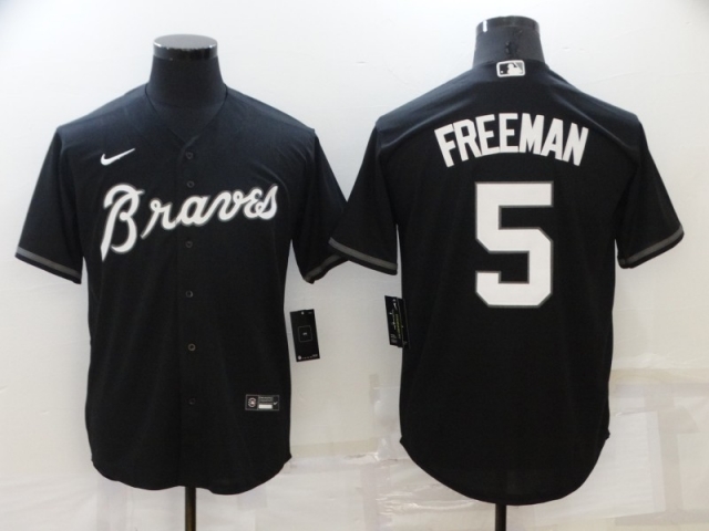 Atlanta Braves #5 Freddie Freeman Black Cool Base Jersey - Click Image to Close