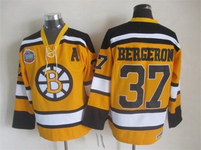 Boston Bruins #37 Patrice Bergeron 2010 Winter Classic Vintage CCM Gold Jersey