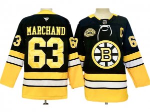 Boston Bruins #63 Brad Marchand 2024 Black Alternate 100th Anniversary Jersey