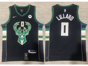 Milwaukee Bucks #0 Damian Lillard Black Swingman Jersey