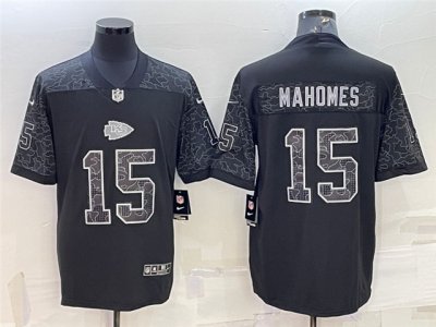 Kansas City Chiefs #15 Patrick Mahomes Black RFLCTV Limited Jersey