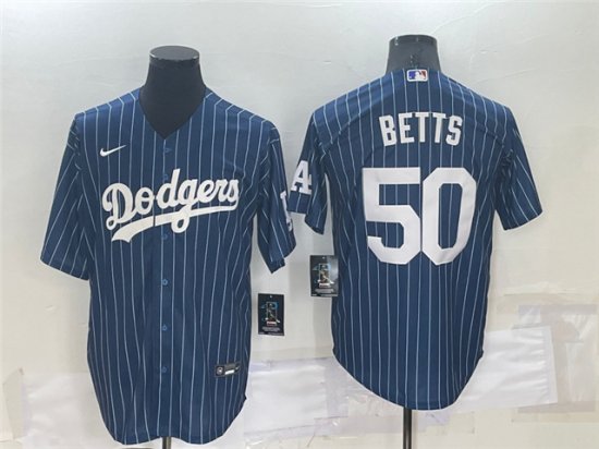 Los Angeles Dodgers #50 Mookie Betts Blue Pinstripe Cool Base Jersey